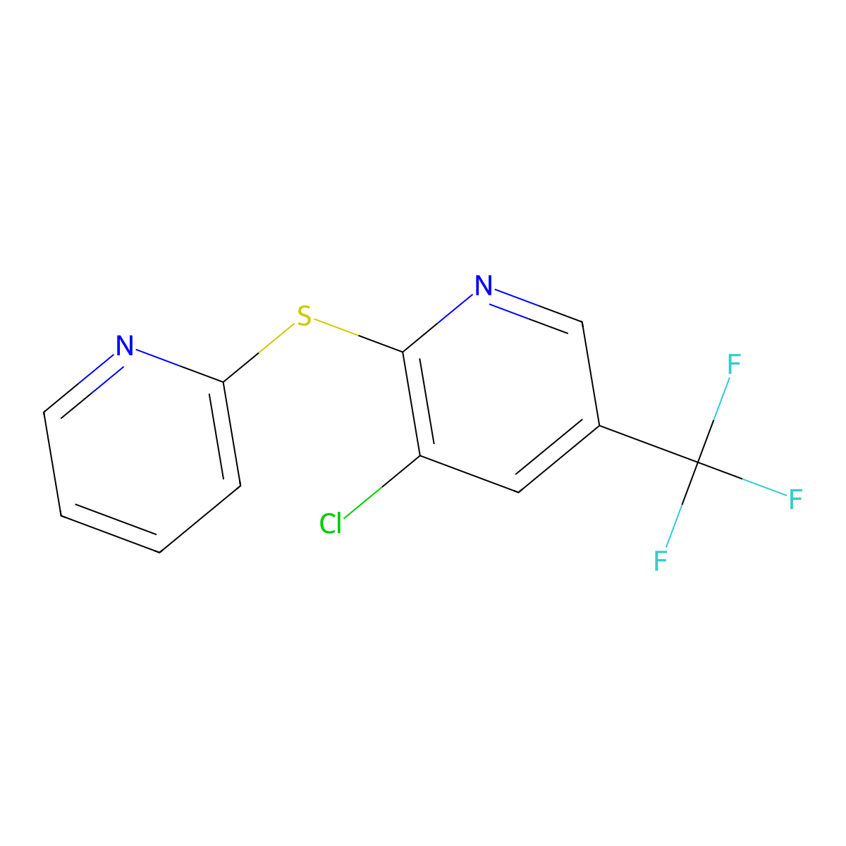 3-Chloro-2-(2-pyridylthio)-5-(trifluoromethyl)pyridine molecular structure, CAS 1024379-08-5