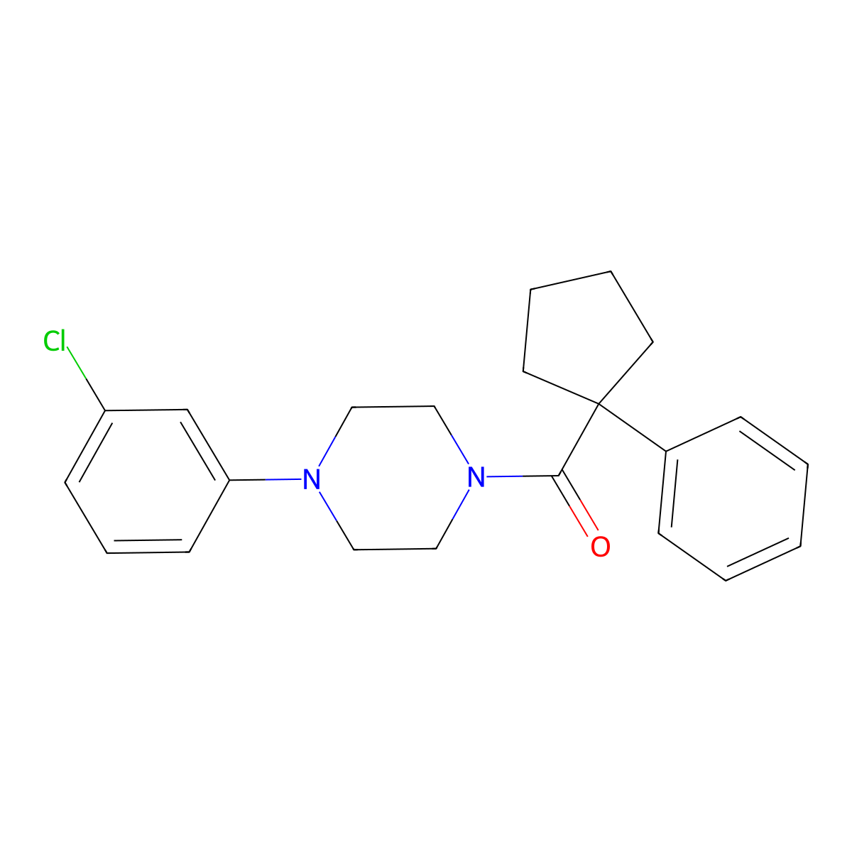 4-(3-Chlorophenyl)piperazinyl phenylcyclopentyl ketone molecular structure, CAS 1024379-33-6
