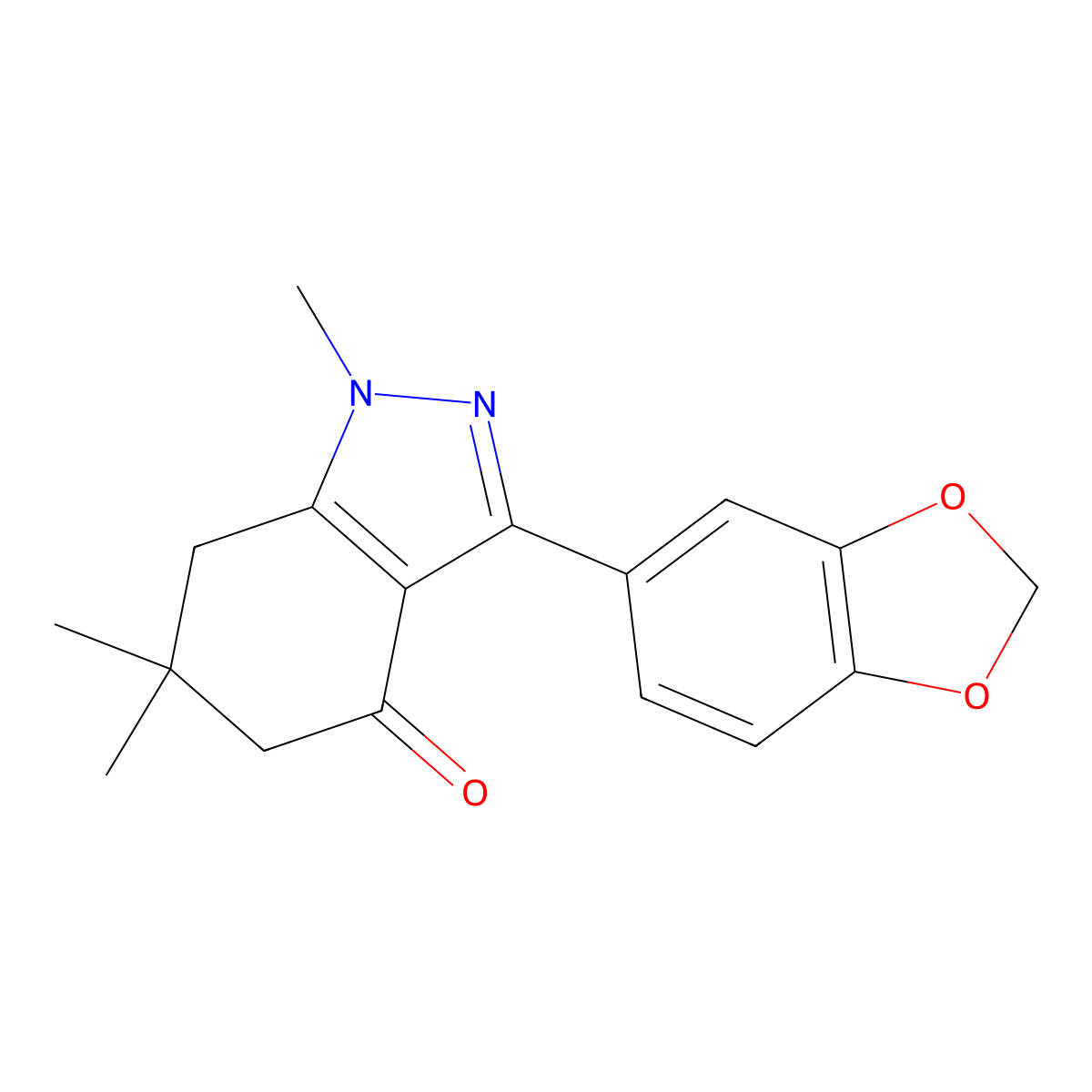 3-(1,3-Benzodioxol-5-yl)-1,6,6-trimethyl-5,7-dihydroindazol-4-one molecular structure, CAS 1024383-06-9