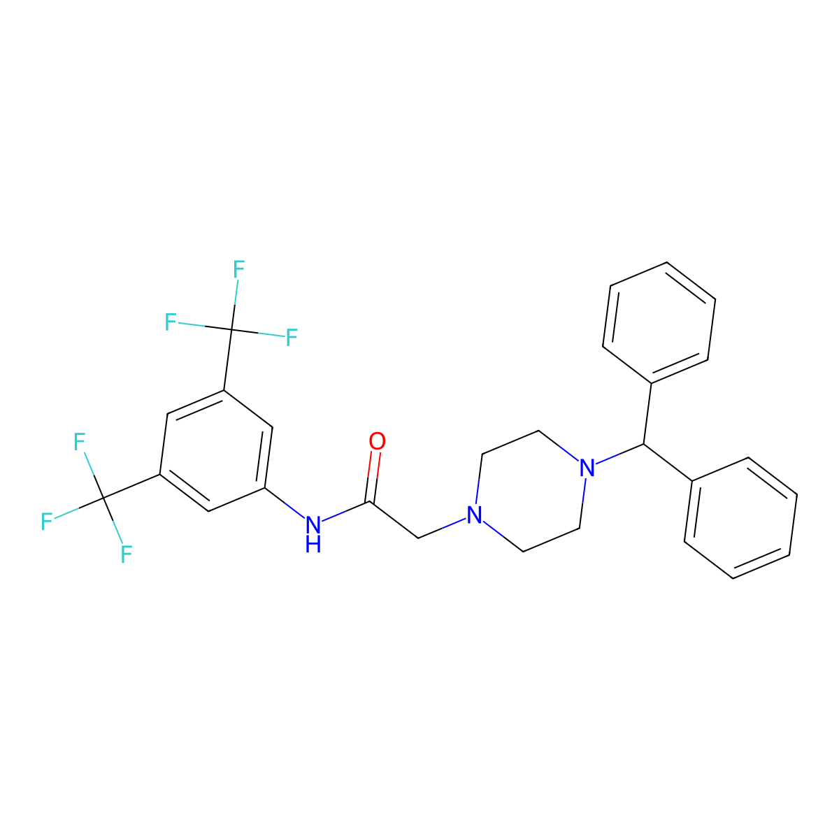 2-(4-(Diphenylmethyl)piperazinyl)-N-(3,5-bis(trifluoromethyl)phenyl)ethanamide molecular structure, CAS 1024383-73-0