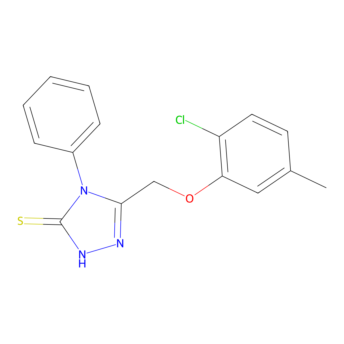 3-[(2-chloro-5-methylphenoxy)methyl]-4-phenyl-4,5-dihydro-1H-1,2,4-triazole-5-thione molecular structure, CAS 1024387-54-9