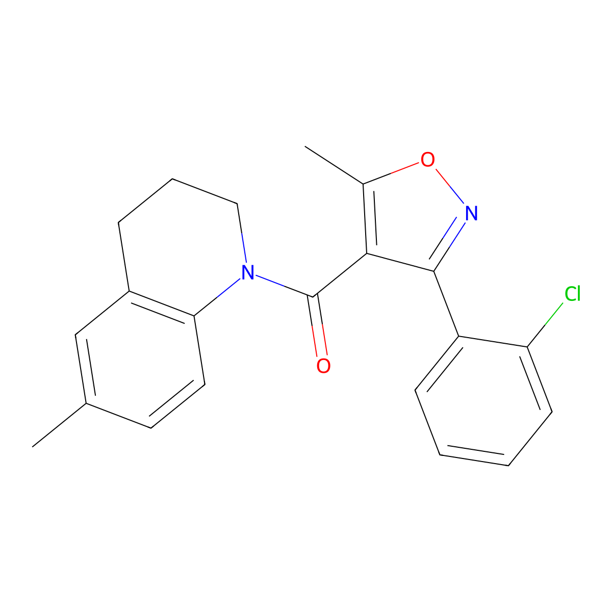 [3-(2-chlorophenyl)-5-methyl-1,2-oxazol-4-yl]-(6-methyl-3,4-dihydro-2H-quinolin-1-yl)methanone molecular structure, CAS 1024388-13-3