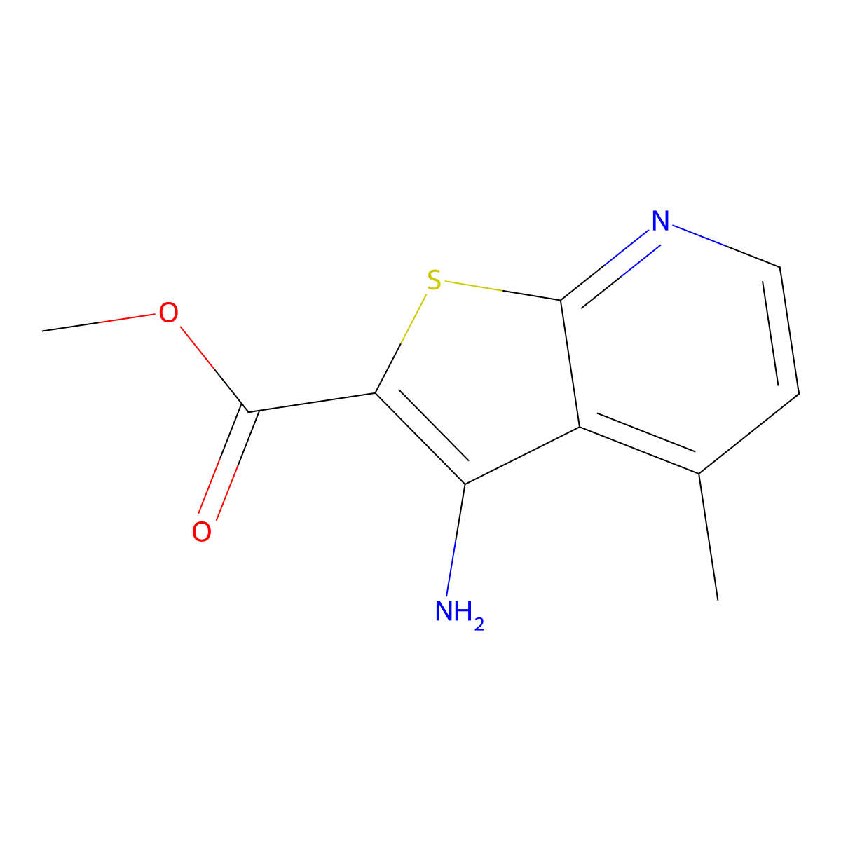Methyl 3-amino-4-methylthieno[2,3-b]pyridine-2-carboxylate molecular structure, CAS 1024388-72-4