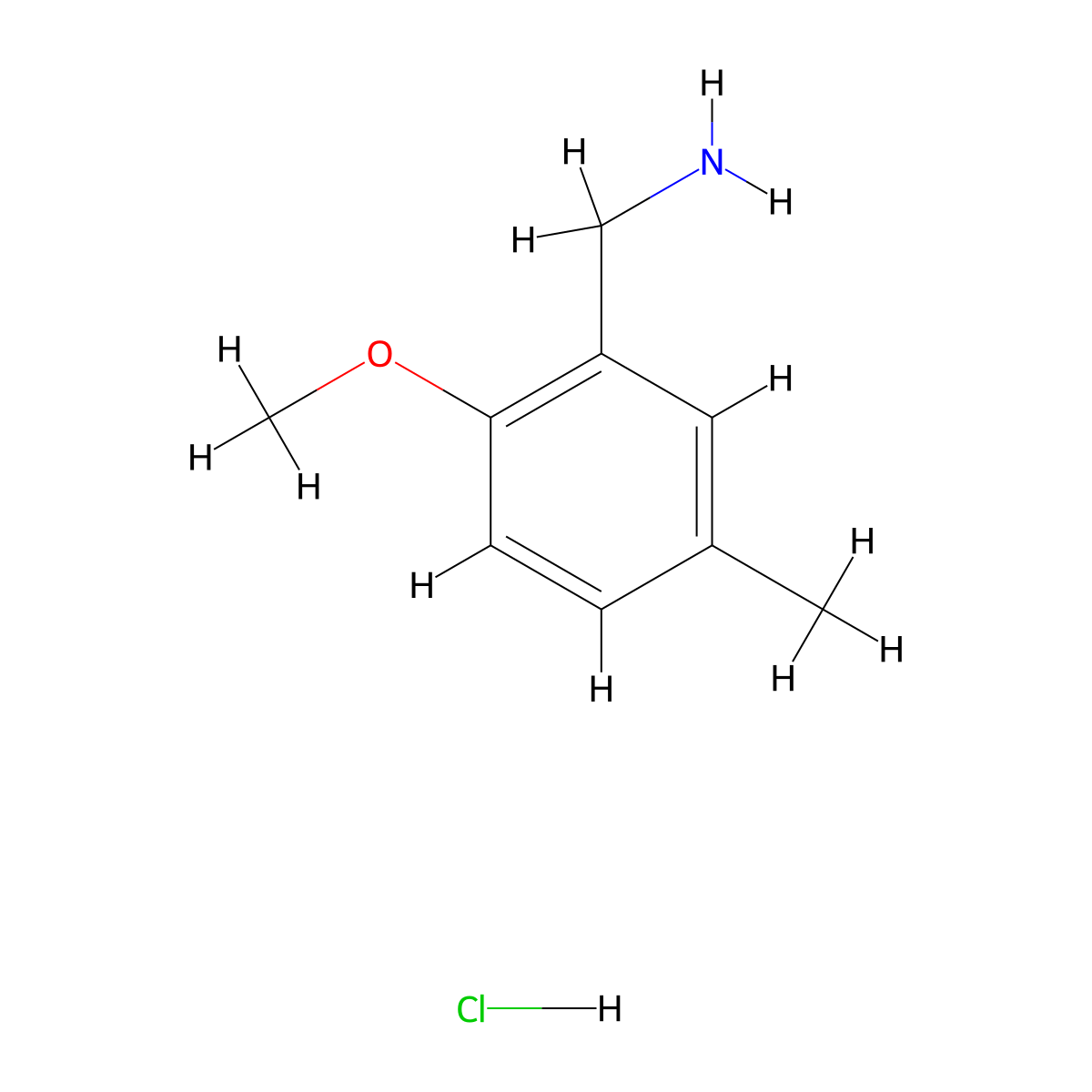 (2-Methoxy-5-methylphenyl)methanamine hydrochloride molecular structure, CAS 102439-19-0