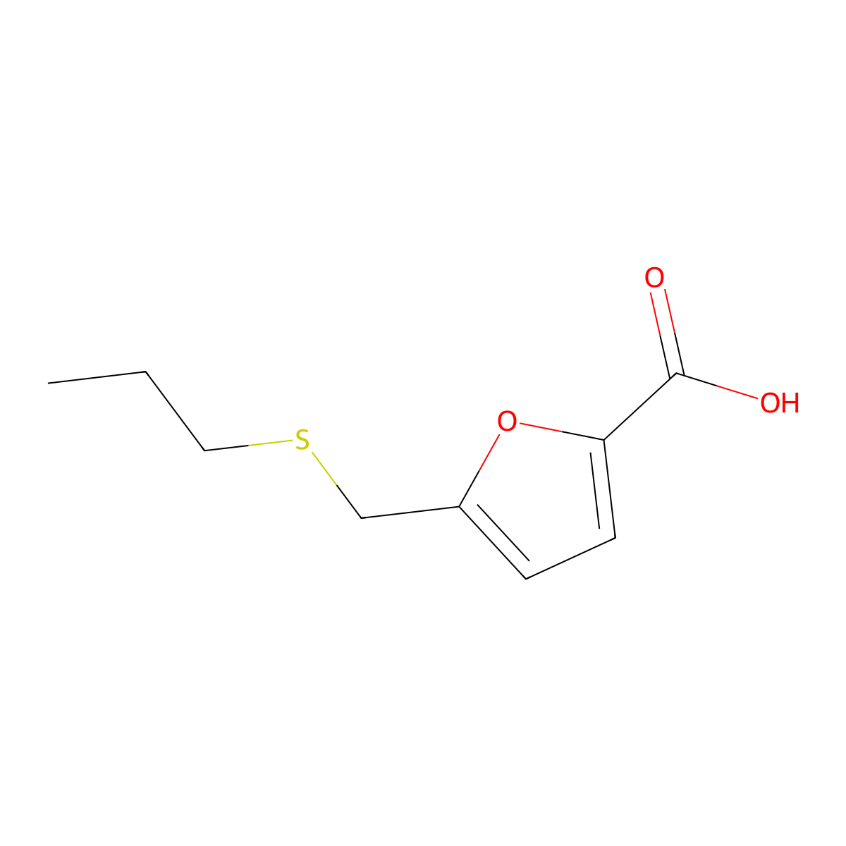 5-[(Propylsulfanyl)methyl]furan-2-carboxylic acid molecular structure, CAS 102439-45-2