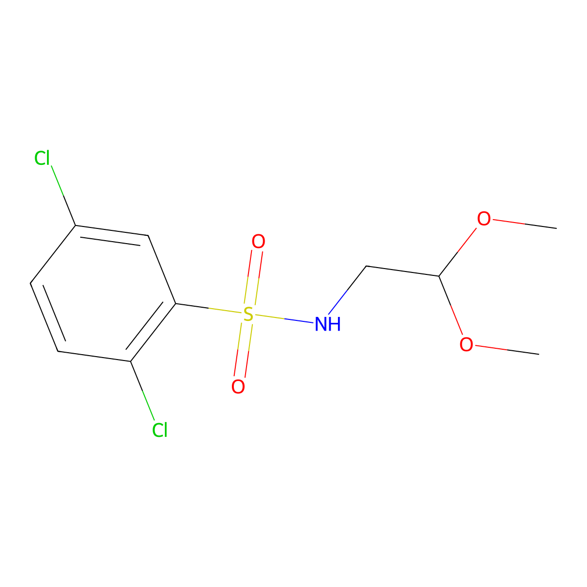 ((2,5-Dichlorophenyl)sulfonyl)(2,2-dimethoxyethyl)amine molecular structure, CAS 1024392-23-1
