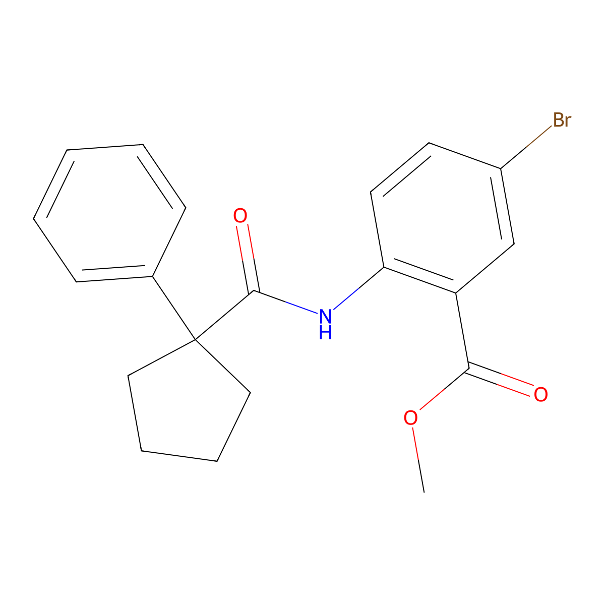 Methyl 5-bromo-2-((phenylcyclopentyl)carbonylamino)benzoate molecular structure, CAS 1024392-28-6