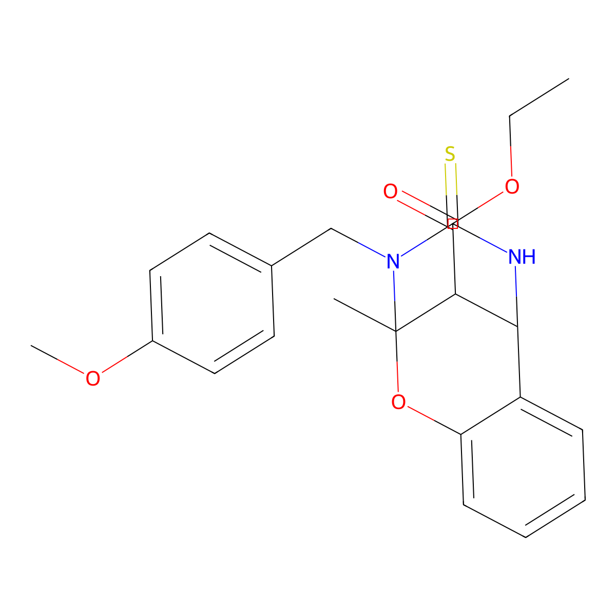 ethyl 3-(4-methoxybenzyl)-2-methyl-4-thioxo-3,4,5,6-tetrahydro-2H-2,6-methano-1,3,5-benzoxadiazocine-11-carboxylate molecular structure, CAS 1024393-53-0