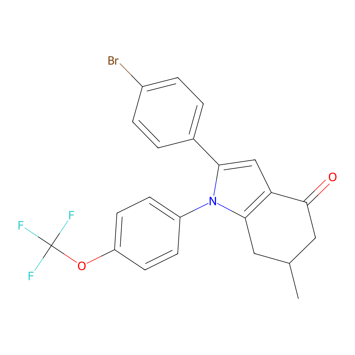 2-(4-bromophenyl)-6-methyl-1-[4-(trifluoromethoxy)phenyl]-6,7-dihydro-5H-indol-4-one molecular structure, CAS 1024400-40-5