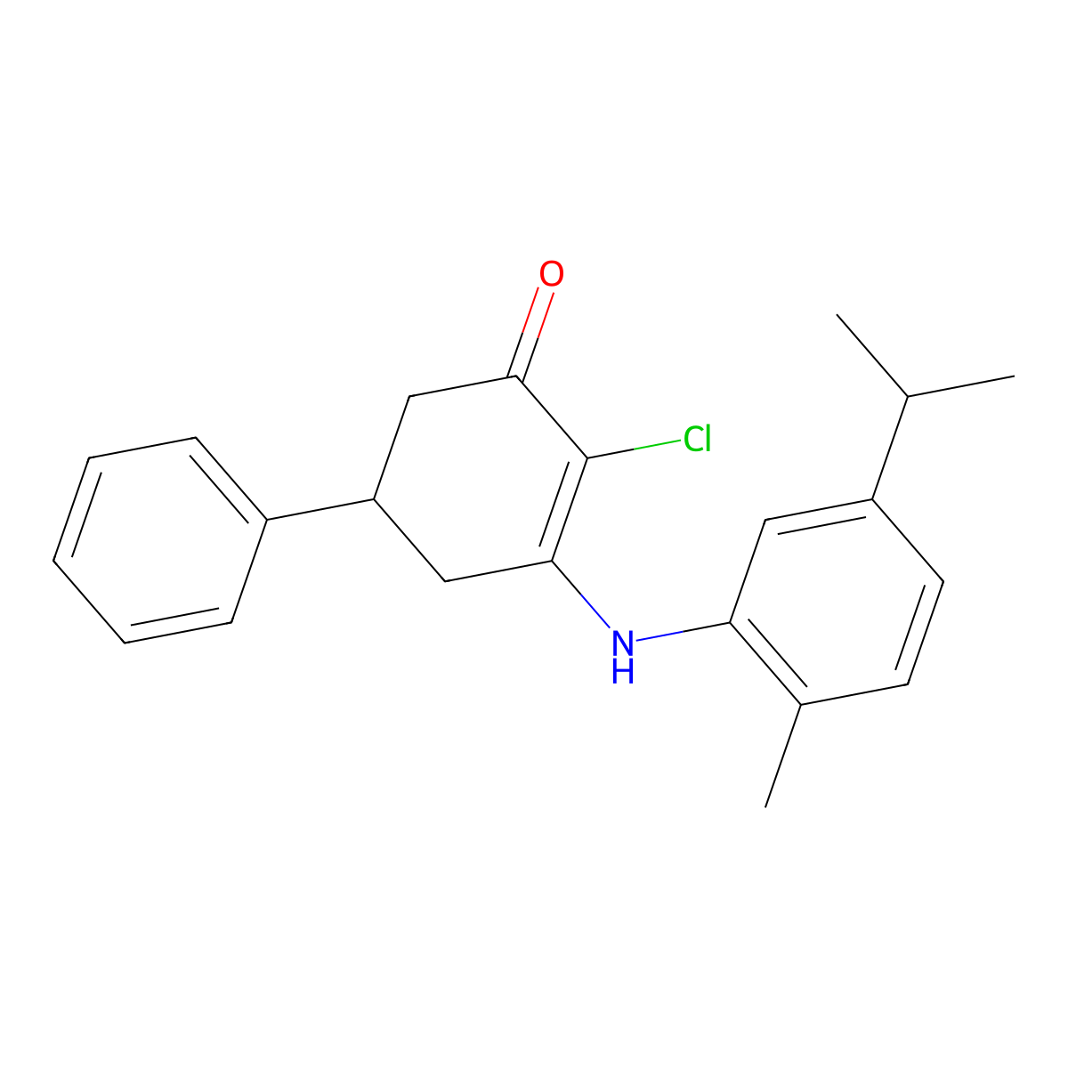 2-Chloro-3-((2-methyl-5-(isopropyl)phenyl)amino)-5-phenylcyclohex-2-EN-1-one molecular structure, CAS 1024400-43-8
