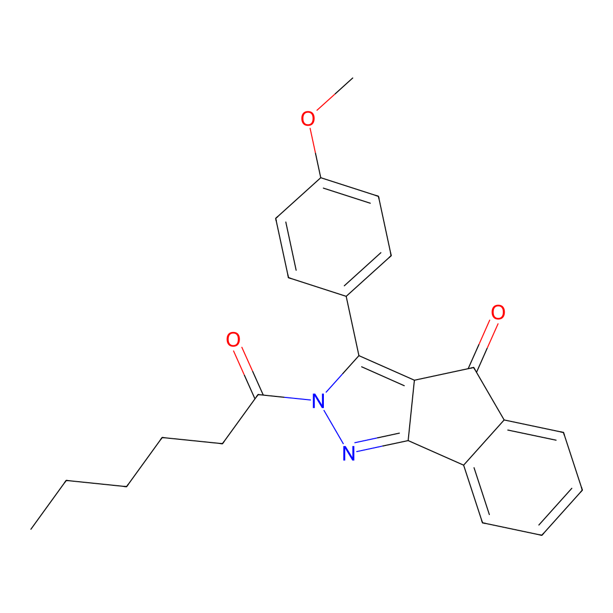 2-Hexanoyl-3-(4-methoxyphenyl)indeno[3,2-C]pyrazol-4-one molecular structure, CAS 1024400-95-0