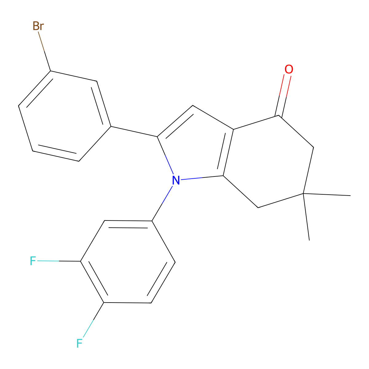 2-(3-Bromophenyl)-1-(3,4-difluorophenyl)-6,6-dimethyl-5,7-dihydroindol-4-one molecular structure, CAS 1024400-97-2