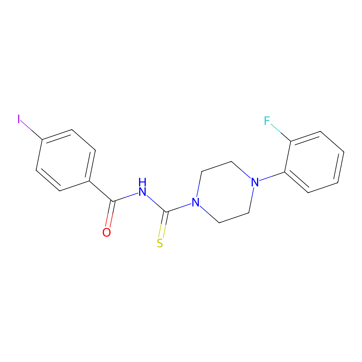 N-[4-(2-fluorophenyl)piperazine-1-carbothioyl]-4-iodobenzamide molecular structure, CAS 1024403-16-4