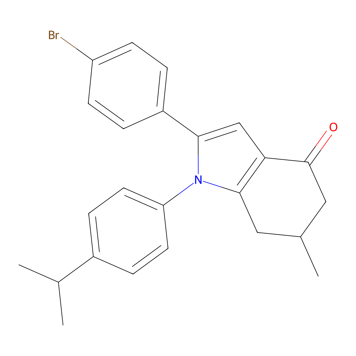 2-(4-Bromophenyl)-6-methyl-1-(4-(methylethyl)phenyl)-5,6,7-trihydroindol-4-one molecular structure, CAS 1024403-19-7