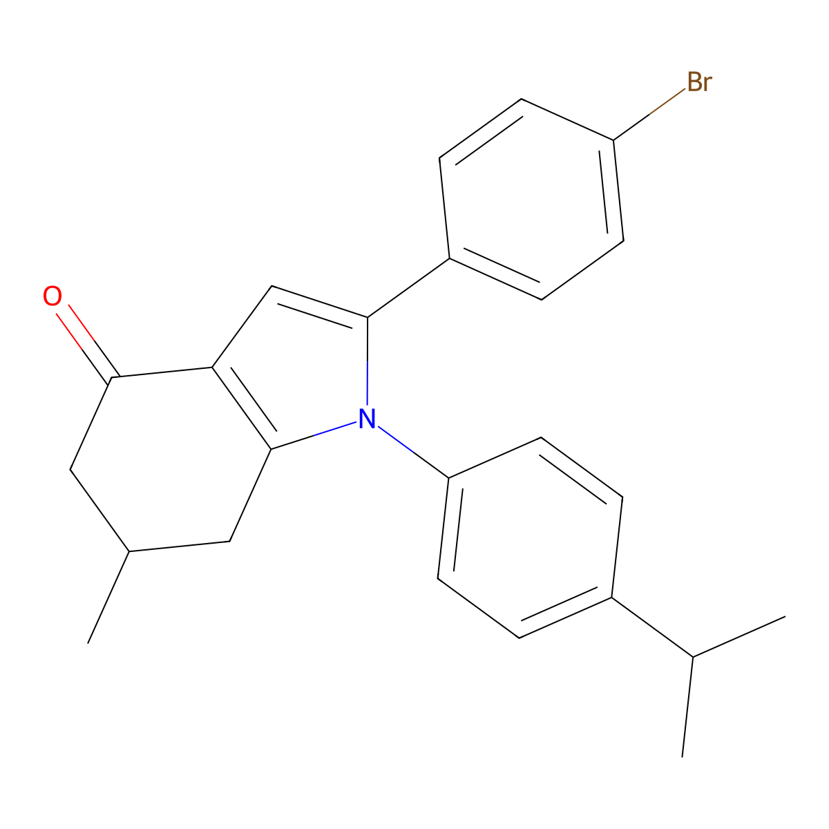 2-(4-Bromophenyl)-6-methyl-1-(4-(methylethyl)phenyl)-5,6,7-trihydroindol-4-one molecular structure, CAS 1024403-19-7
