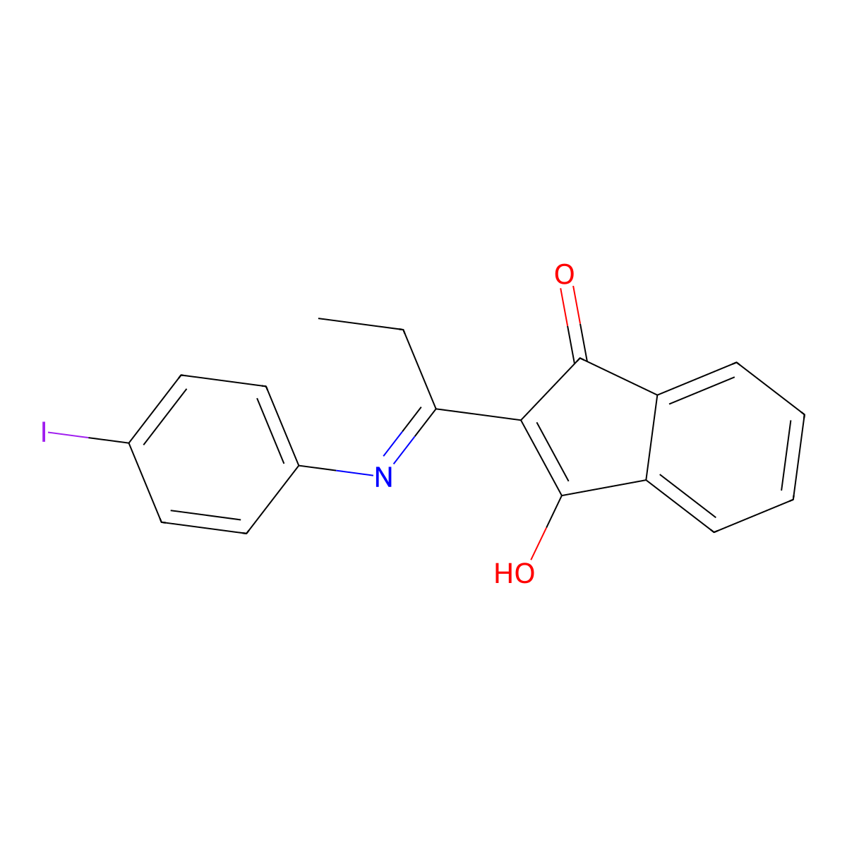2-{1-[(4-iodophenyl)amino]propylidene}-2,3-dihydro-1H-indene-1,3-dione molecular structure, CAS 1024411-35-5