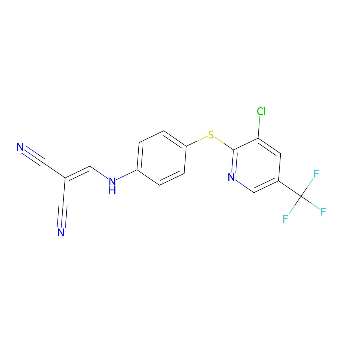 (((4-(3-Chloro-5-(trifluoromethyl)-2-pyridylthio)phenyl)amino)methylene)methane-1,1-dicarbonitrile molecular structure, CAS 1024414-83-2