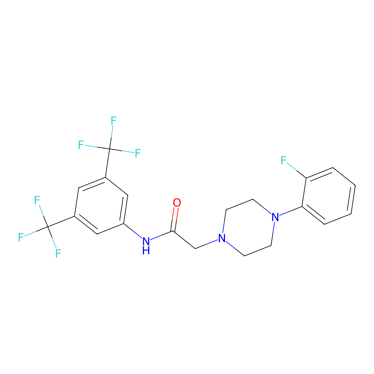 N-[3,5-bis(trifluoromethyl)phenyl]-2-[4-(2-fluorophenyl)piperazin-1-yl]acetamide molecular structure, CAS 1024414-84-3