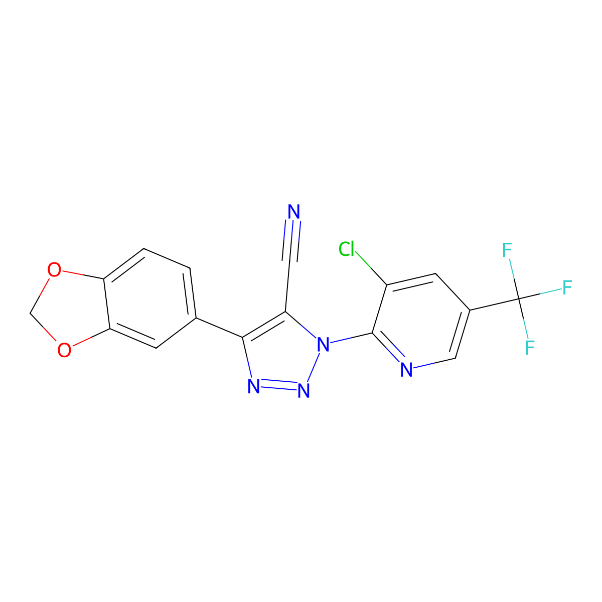 5-(1,3-Benzodioxol-5-yl)-3-[3-chloro-5-(trifluoromethyl)pyridin-2-yl]triazole-4-carbonitrile molecular structure, CAS 1024414-94-5