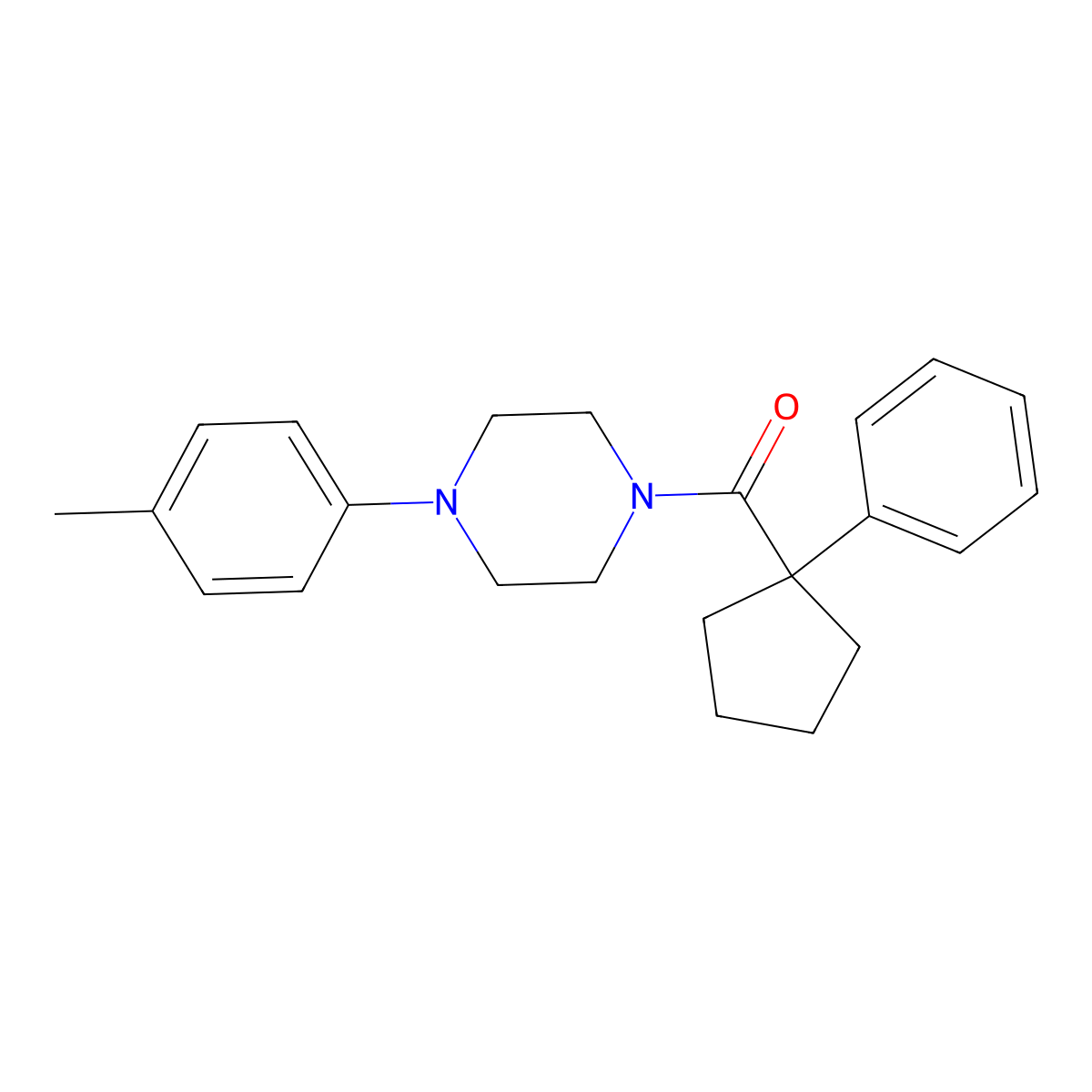 4-(4-Methylphenyl)piperazinyl phenylcyclopentyl ketone molecular structure, CAS 1024415-32-4
