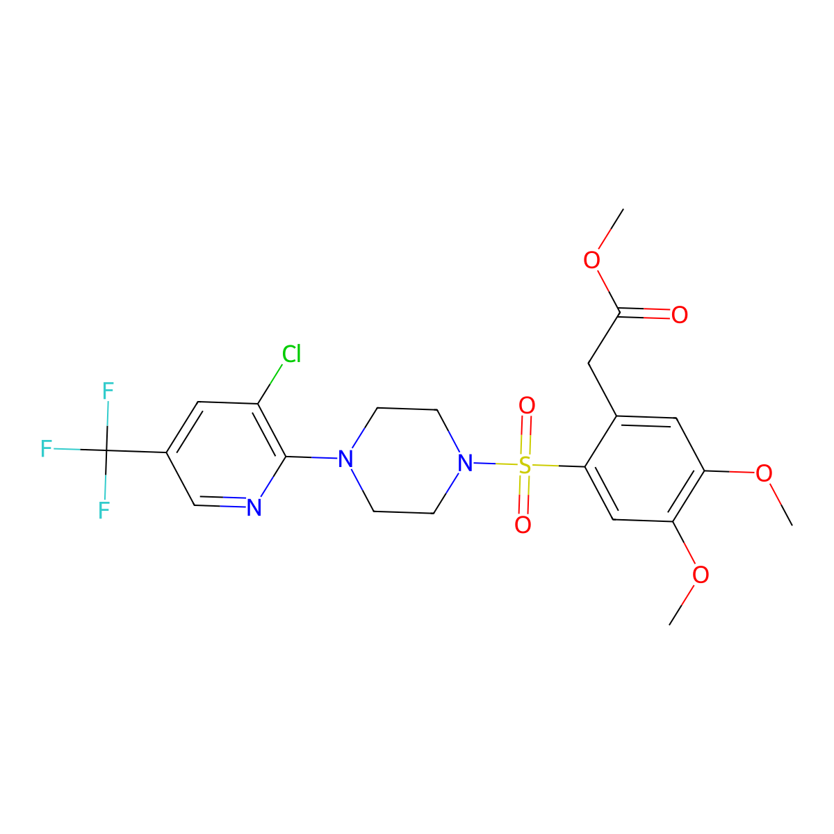 Methyl 2-[2-[4-[3-chloro-5-(trifluoromethyl)pyridin-2-yl]piperazin-1-yl]sulfonyl-4,5-dimethoxyphenyl]acetate molecular structure, CAS 1024415-60-8