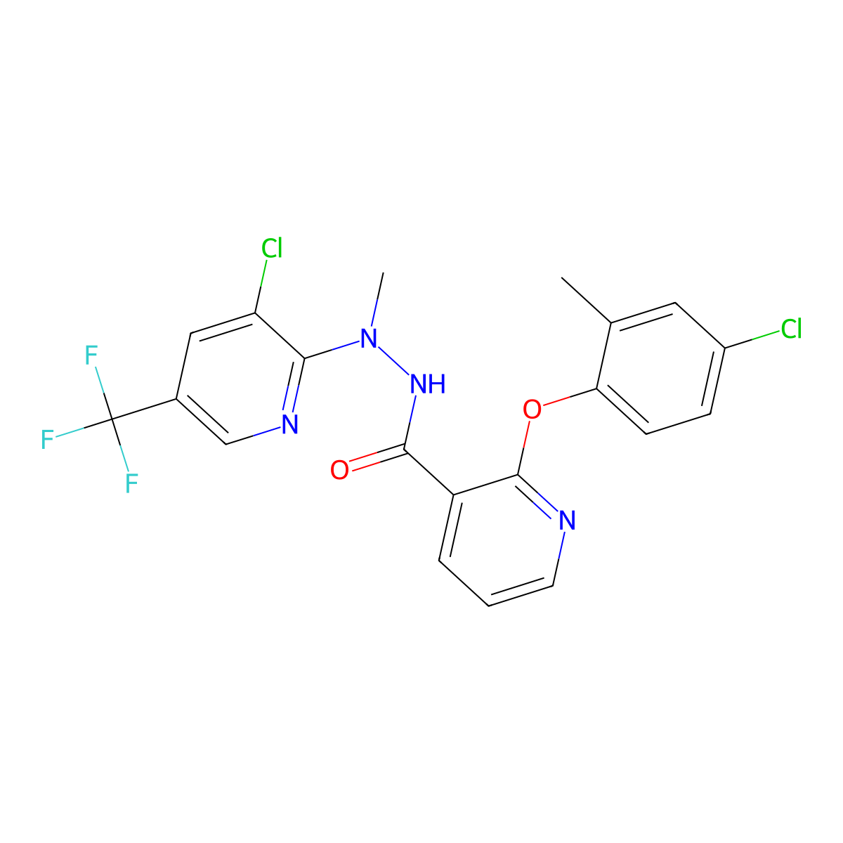 2-(4-chloro-2-methylphenoxy)-N'-[3-chloro-5-(trifluoromethyl)pyridin-2-yl]-N'-methylpyridine-3-carbohydrazide molecular structure, CAS 1024419-12-2