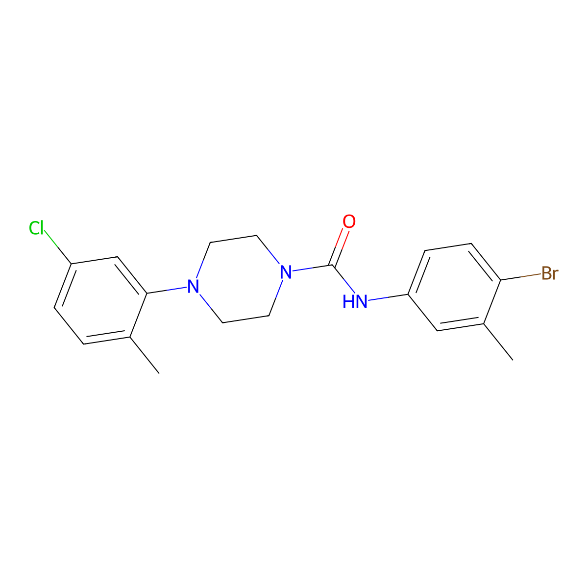N-(4-bromo-3-methylphenyl)-4-(5-chloro-2-methylphenyl)piperazine-1-carboxamide molecular structure, CAS 1024419-13-3