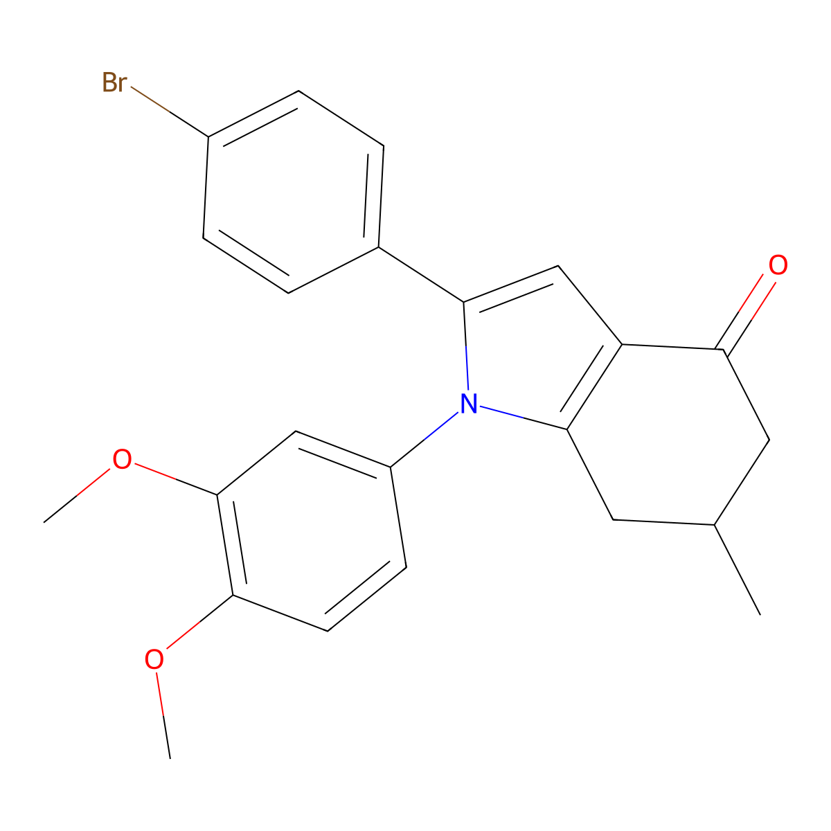 1-(3,4-Dimethoxyphenyl)-2-(4-bromophenyl)-6-methyl-5,6,7-trihydroindol-4-one molecular structure, CAS 1024425-06-6