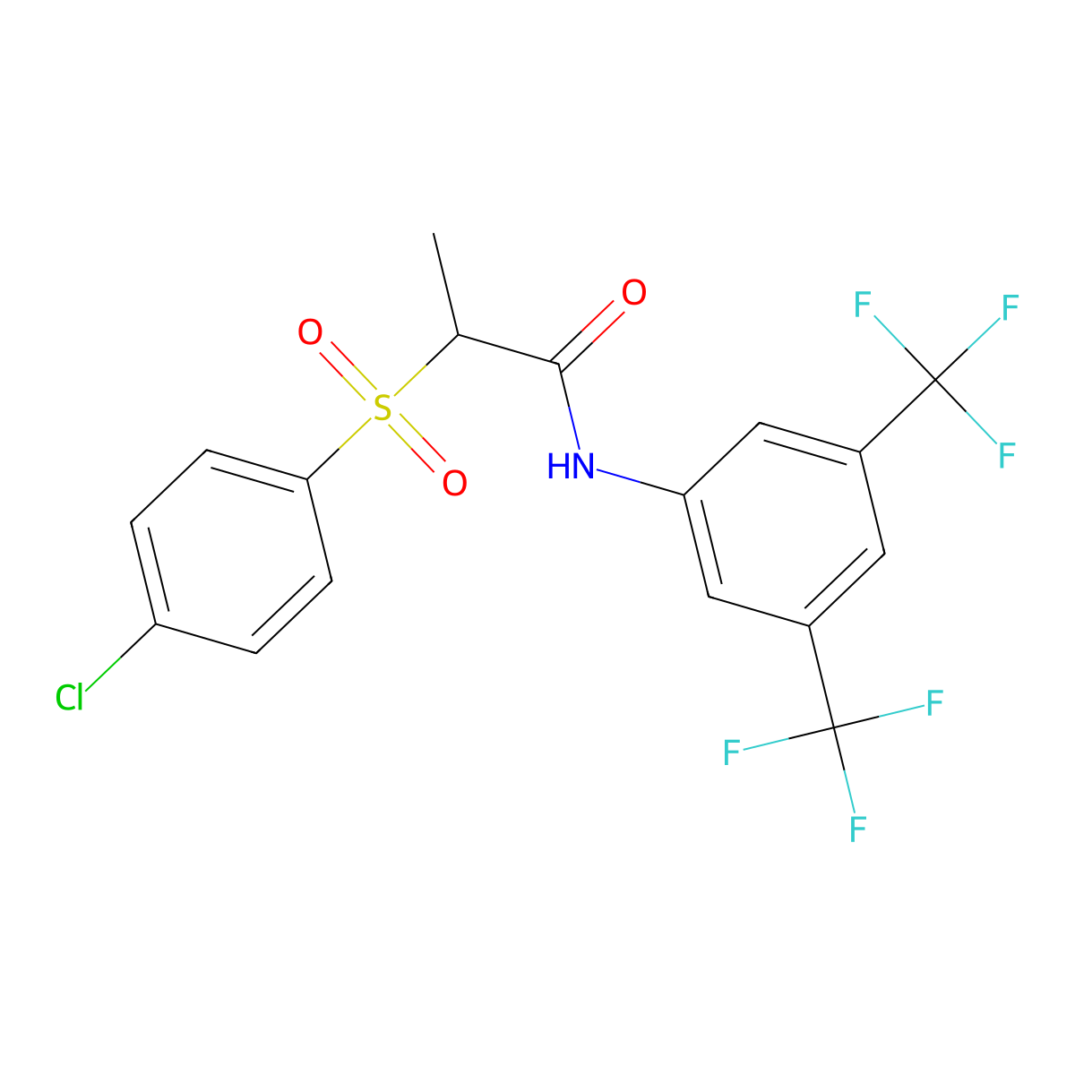 N-(3,5-Bis(trifluoromethyl)phenyl)-2-((4-chlorophenyl)sulfonyl)propanamide molecular structure, CAS 1024427-15-3
