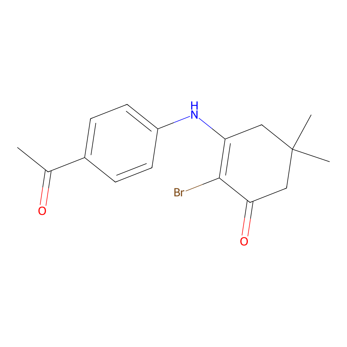 3-((4-Acetylphenyl)amino)-2-bromo-5,5-dimethylcyclohex-2-EN-1-one molecular structure, CAS 1024431-73-9