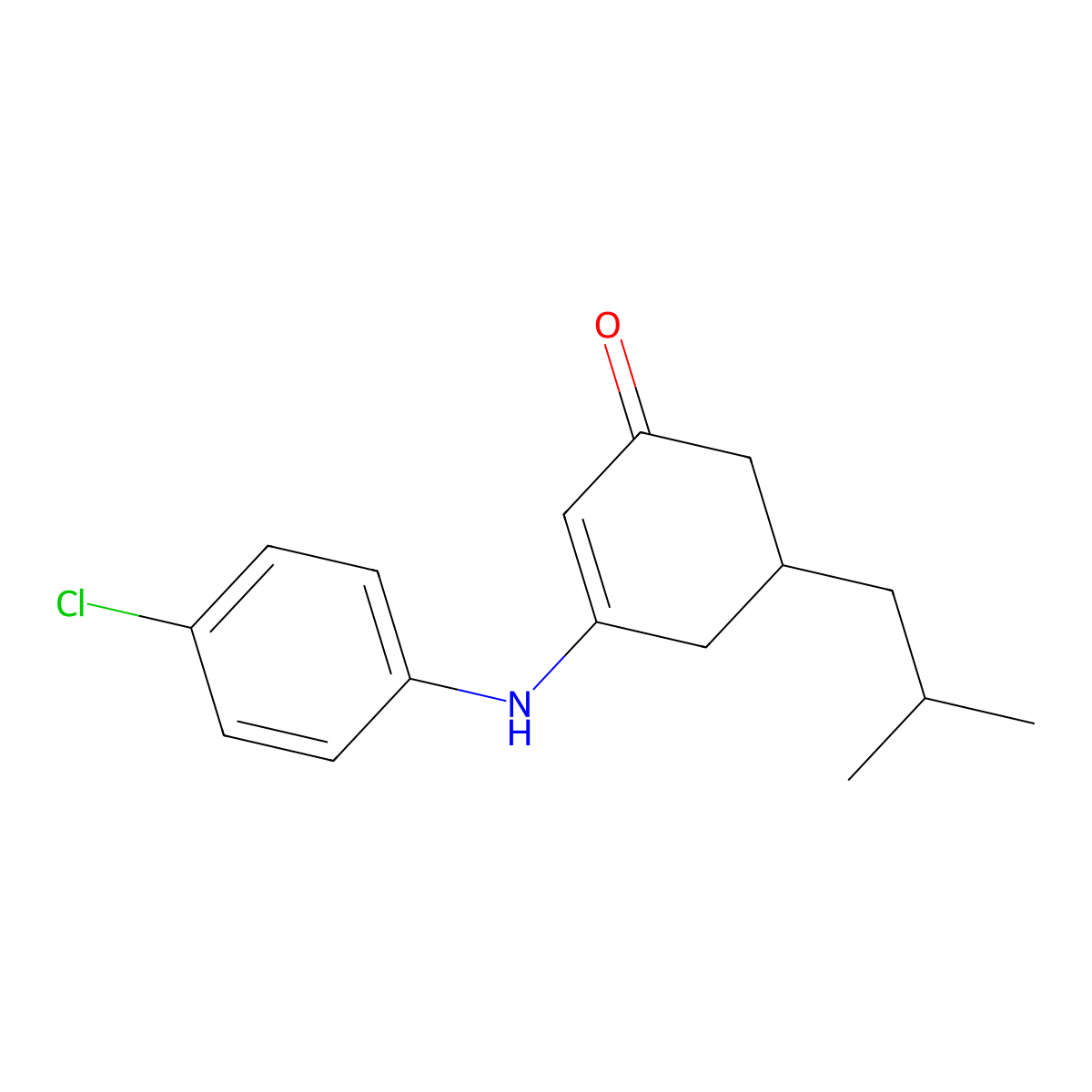 3-[(4-Chlorophenyl)amino]-5-(2-methylpropyl)cyclohex-2-en-1-one molecular structure, CAS 1024431-86-4