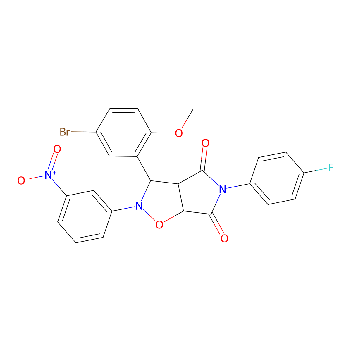 3-(5-bromo-2-methoxyphenyl)-5-(4-fluorophenyl)-2-(3-nitrophenyl)dihydro-2H-pyrrolo[3,4-d][1,2]oxazole-4,6(3H,5H)-dione molecular structure, CAS 1024434-16-9