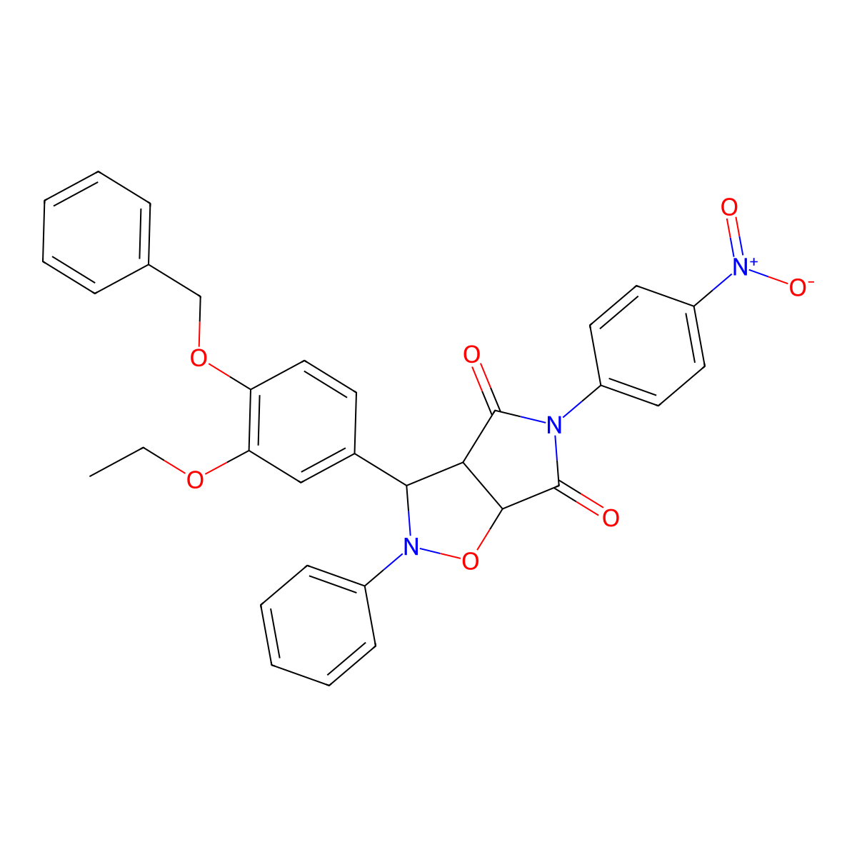 3-[4-(benzyloxy)-3-ethoxyphenyl]-5-(4-nitrophenyl)-2-phenyldihydro-2H-pyrrolo[3,4-d][1,2]oxazole-4,6(3H,5H)-dione molecular structure, CAS 1024434-29-4