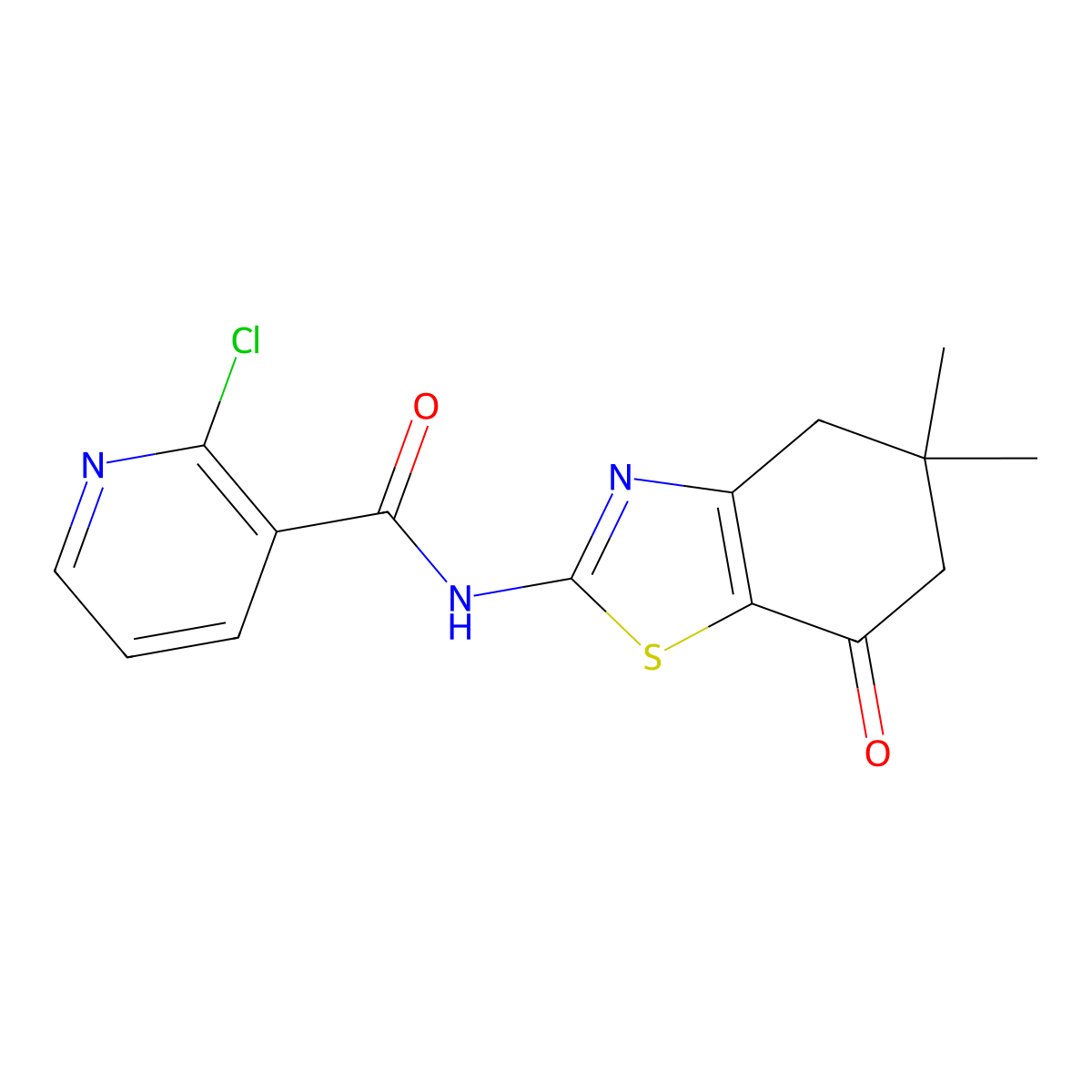 2-chloro-N-(5,5-dimethyl-7-oxo-4,6-dihydro-1,3-benzothiazol-2-yl)pyridine-3-carboxamide molecular structure, CAS 1024435-77-5