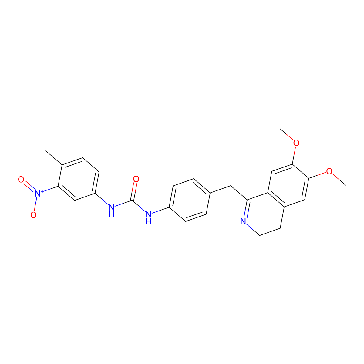 1-[4-[(6,7-Dimethoxy-3,4-dihydroisoquinolin-1-yl)methyl]phenyl]-3-(4-methyl-3-nitrophenyl)urea molecular structure, CAS 1024435-80-0