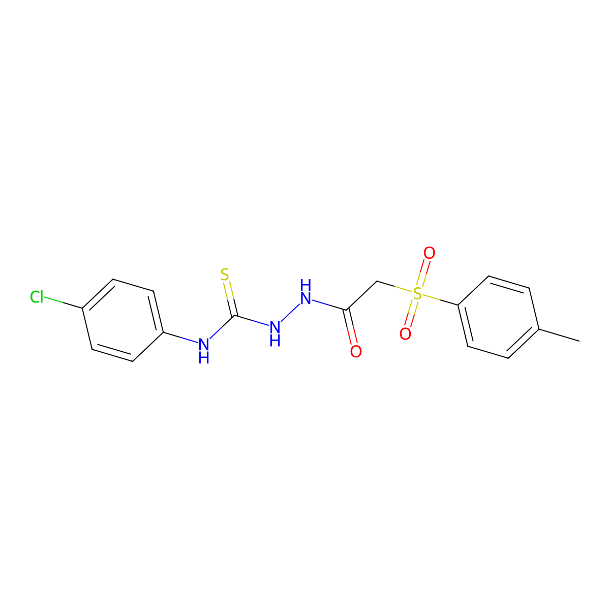 N-{[(4-chlorophenyl)carbamothioyl]amino}-2-(4-methylbenzenesulfonyl)acetamide molecular structure, CAS 1024436-85-8