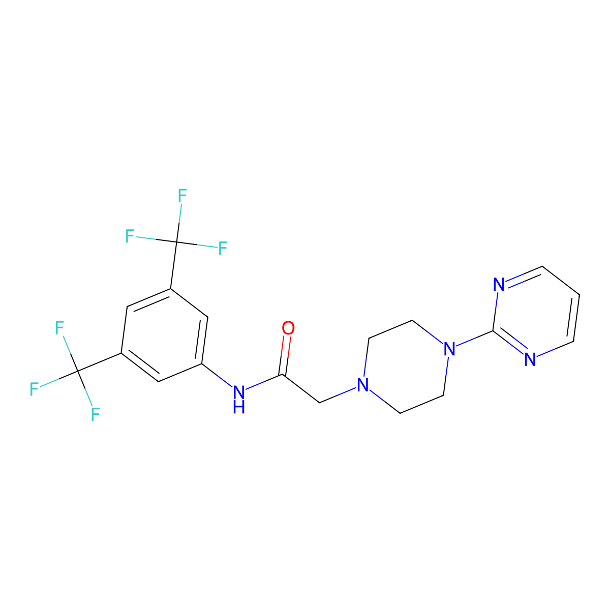 N-[3,5-bis(trifluoromethyl)phenyl]-2-(4-pyrimidin-2-ylpiperazin-1-yl)acetamide molecular structure, CAS 1024436-87-0