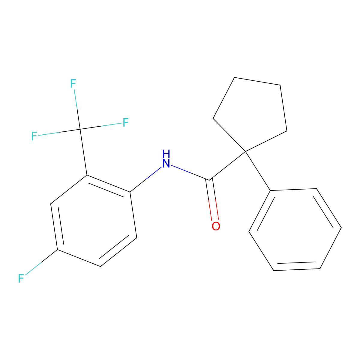 N-[4-fluoro-2-(trifluoromethyl)phenyl]-1-phenylcyclopentane-1-carboxamide molecular structure, CAS 1024446-14-7
