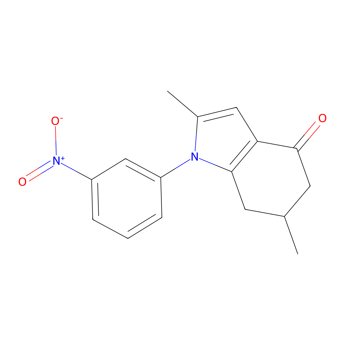 2,6-dimethyl-1-(3-nitrophenyl)-6,7-dihydro-5H-indol-4-one molecular structure, CAS 1024446-69-2