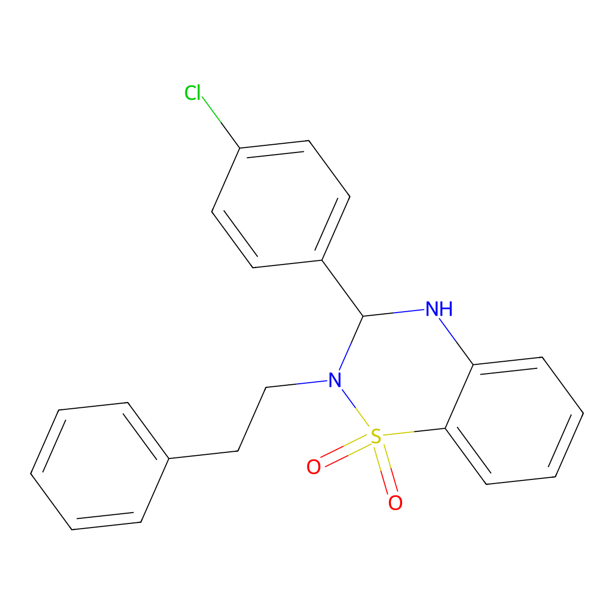 2-(4-Chlorophenyl)-3-(2-phenylethyl)-1,2,3-trihydro-4-thiaquinazoline-4,4-dione molecular structure, CAS 1024448-53-0