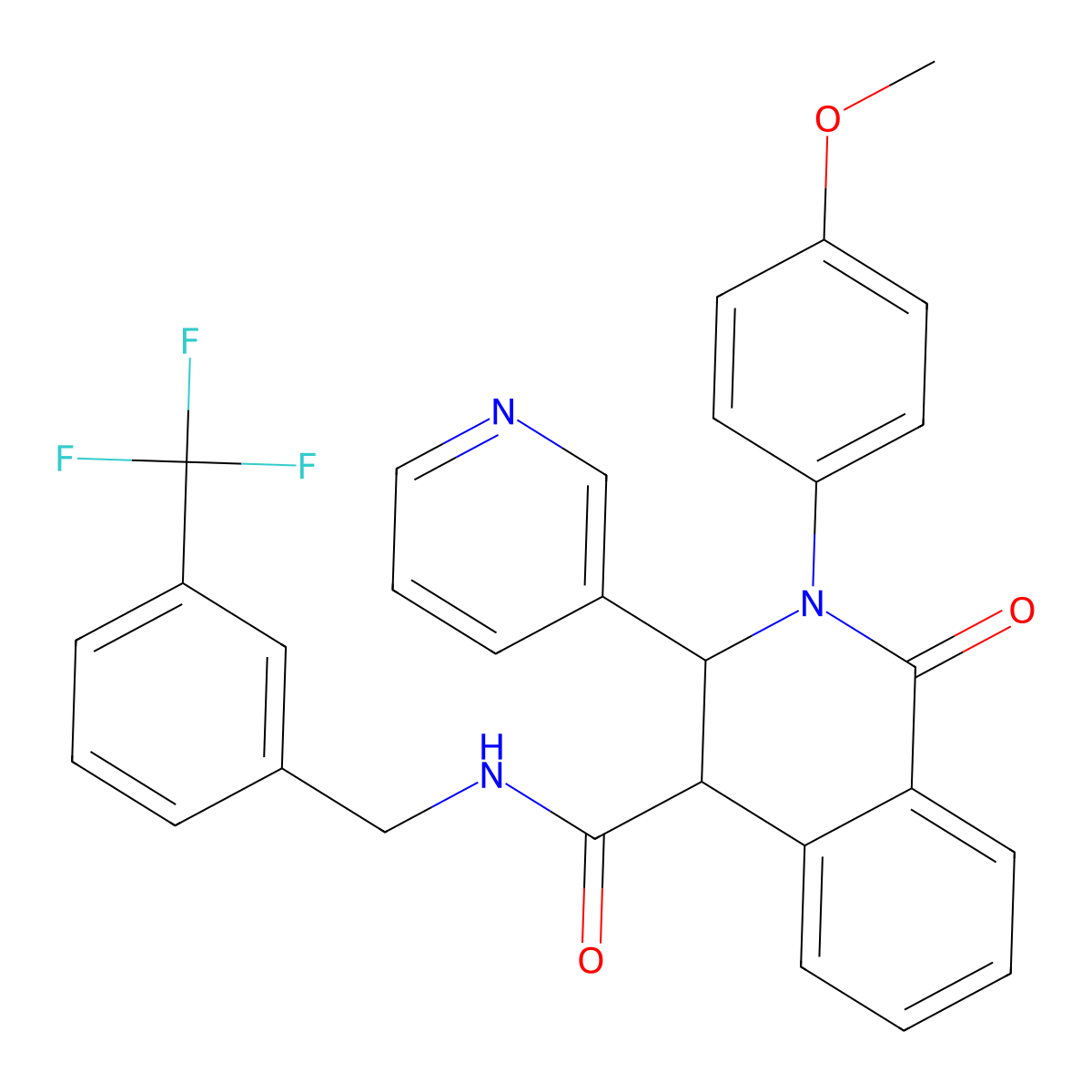 2-(4-methoxyphenyl)-1-oxo-3-pyridin-3-yl-N-[[3-(trifluoromethyl)phenyl]methyl]-3,4-dihydroisoquinoline-4-carboxamide molecular structure, CAS 1024448-60-9