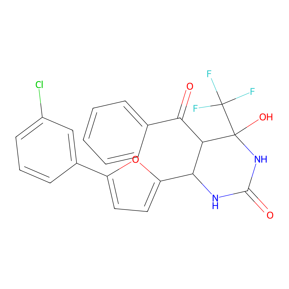 5-Benzoyl-6-[5-(3-chlorophenyl)furan-2-yl]-4-hydroxy-4-(trifluoromethyl)-1,3-diazinan-2-one molecular structure, CAS 1024451-02-2
