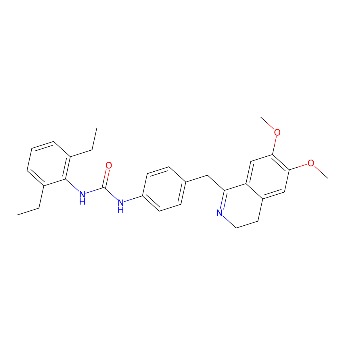 1-(2,6-Diethylphenyl)-3-[4-[(6,7-dimethoxy-3,4-dihydroisoquinolin-1-yl)methyl]phenyl]urea molecular structure, CAS 1024456-80-1