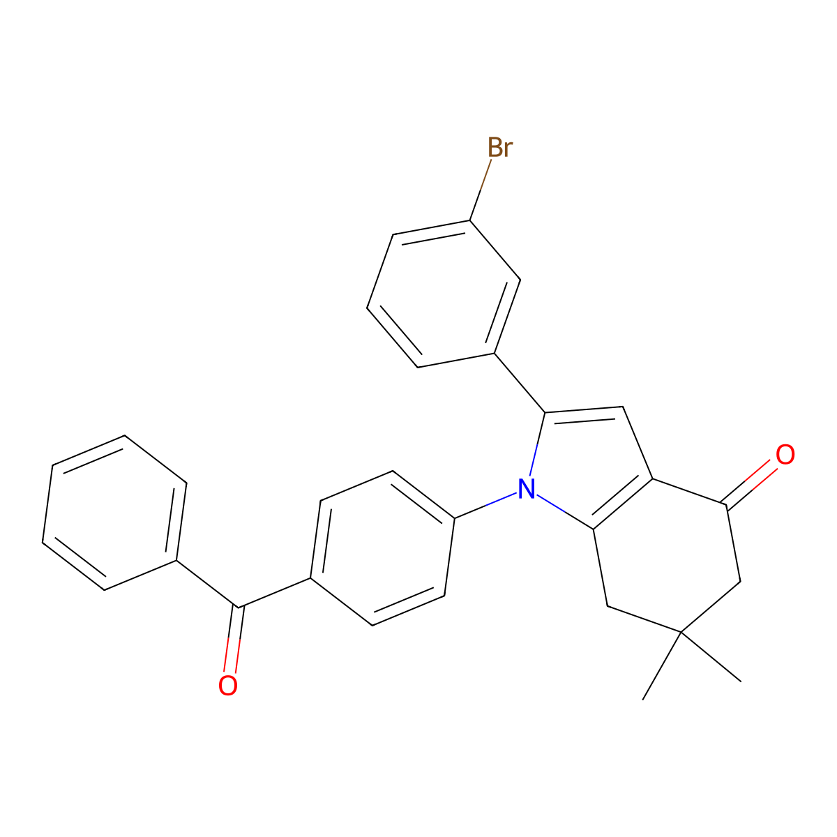 1-(4-Benzoylphenyl)-2-(3-bromophenyl)-6,6-dimethyl-5,7-dihydroindol-4-one molecular structure, CAS 1024463-73-7