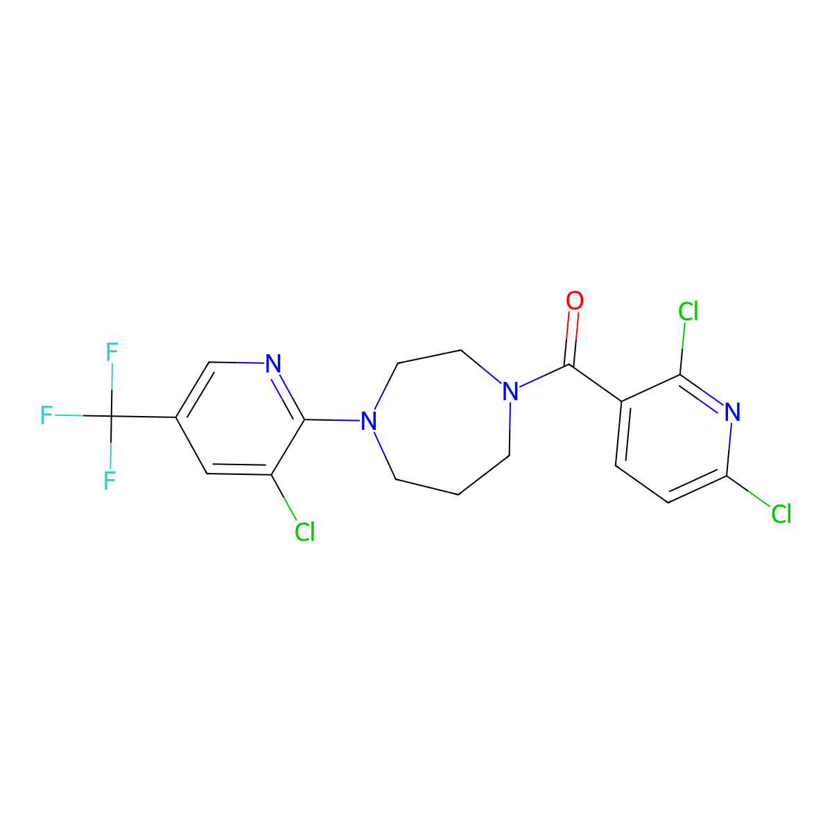 2,6-Dichloro(3-pyridyl) 4-(3-chloro-5-(trifluoromethyl)(2-pyridyl))(1,4-diazaperhydroepinyl) ketone molecular structure, CAS 1024466-44-1