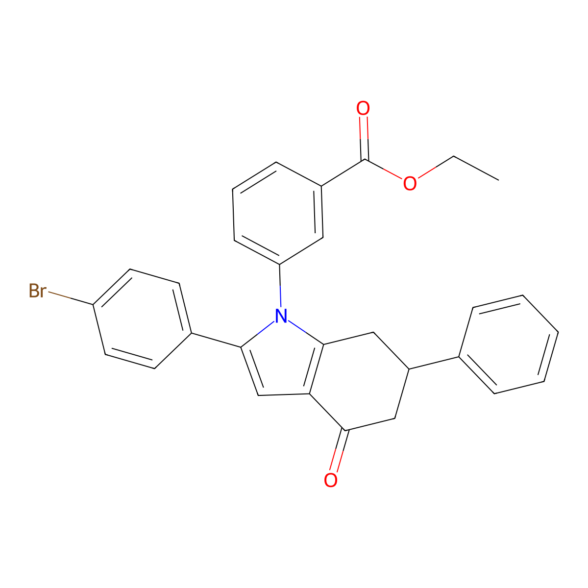 Ethyl 3-(2-(4-bromophenyl)-4-oxo-6-phenyl-5,6,7-trihydroindolyl)benzoate molecular structure, CAS 1024474-10-9