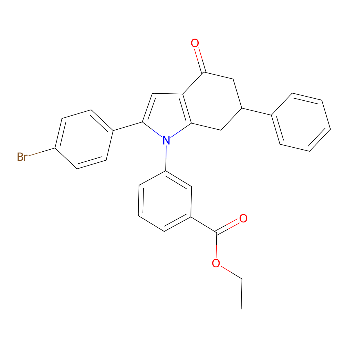 Ethyl 3-(2-(4-bromophenyl)-4-oxo-6-phenyl-5,6,7-trihydroindolyl)benzoate molecular structure, CAS 1024474-10-9