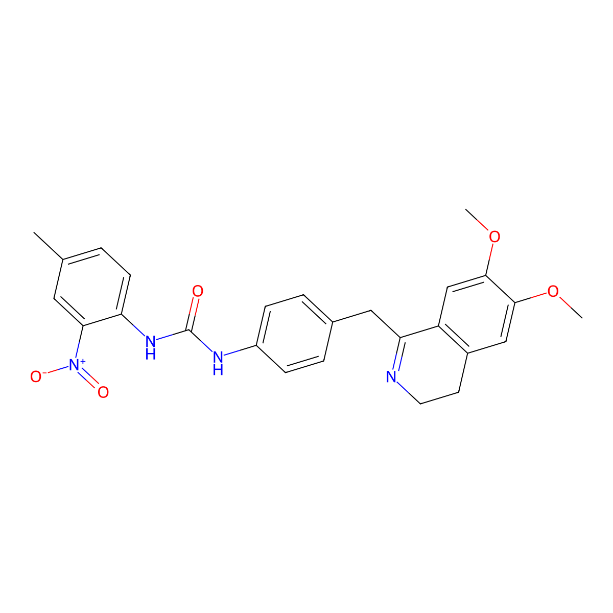 1-[4-[(6,7-Dimethoxy-3,4-dihydroisoquinolin-1-yl)methyl]phenyl]-3-(4-methyl-2-nitrophenyl)urea molecular structure, CAS 1024474-23-4