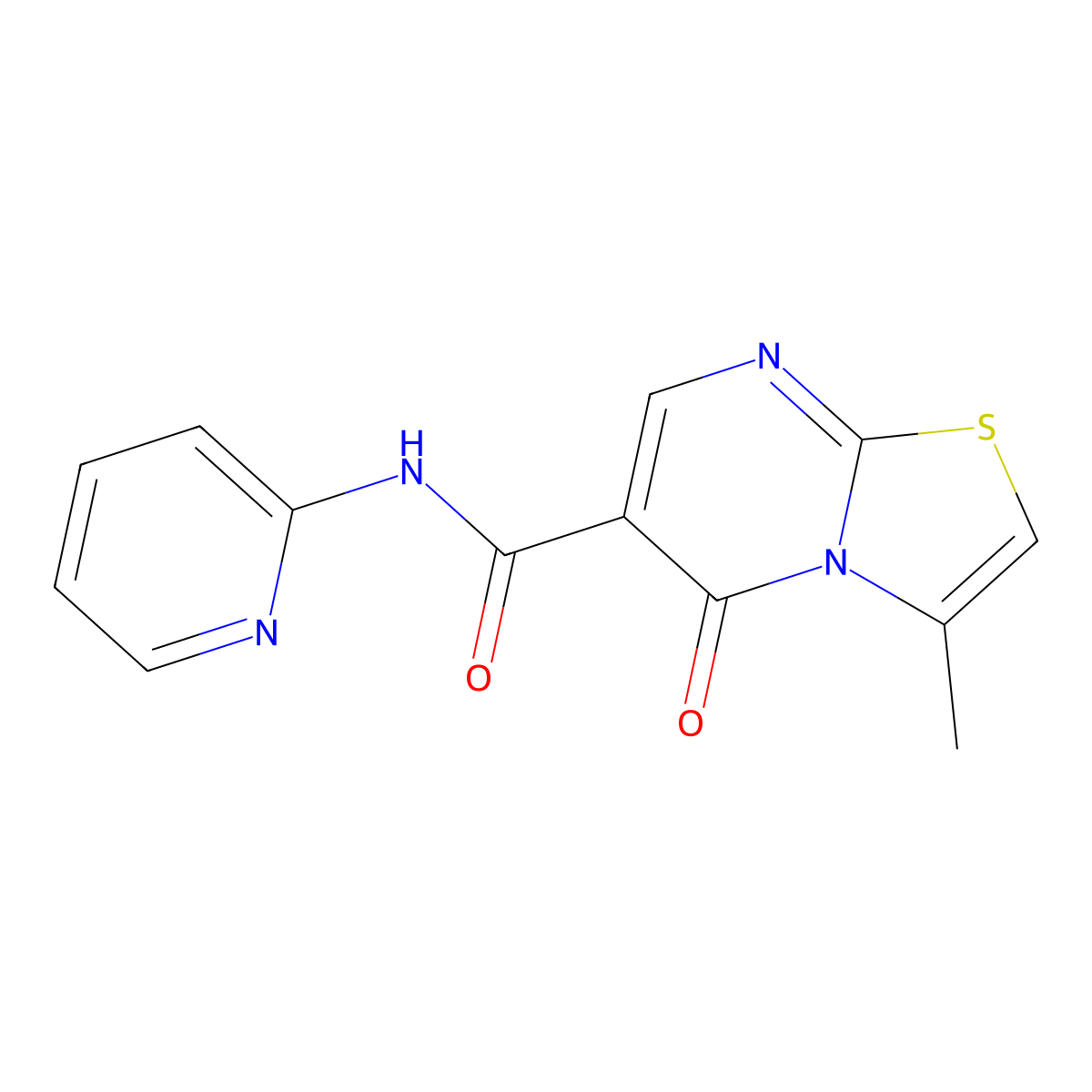3-methyl-5-oxo-N-(pyridin-2-yl)-5H-[1,3]thiazolo[3,2-a]pyrimidine-6-carboxamide molecular structure, CAS 1024478-63-4