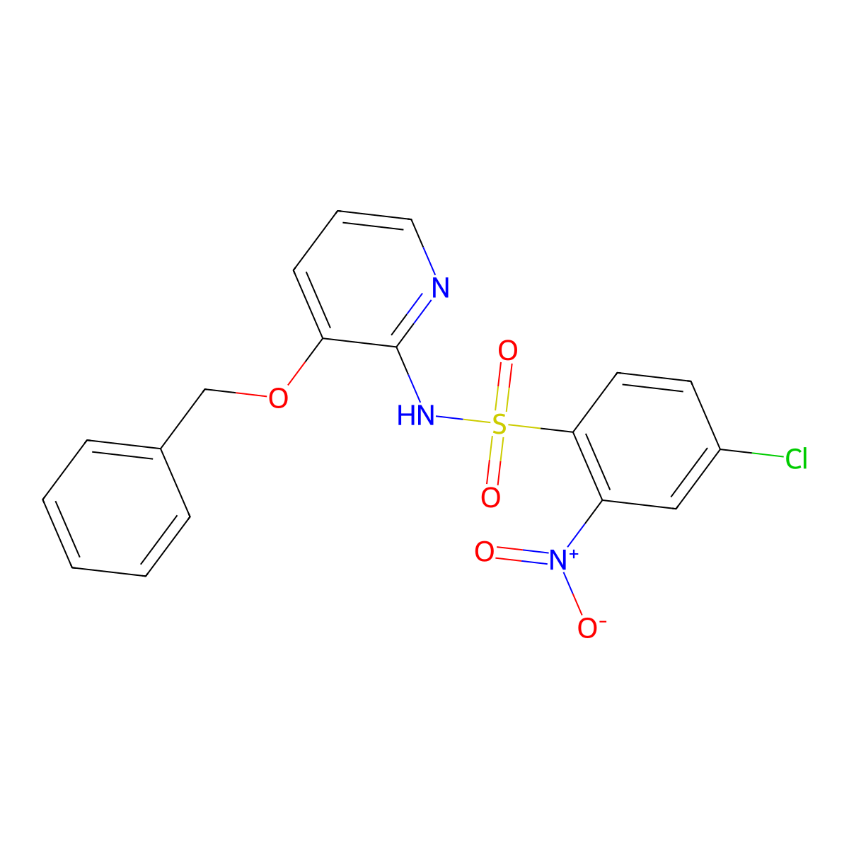 4-chloro-2-nitro-N-(3-phenylmethoxypyridin-2-yl)benzenesulfonamide molecular structure, CAS 1024479-59-1